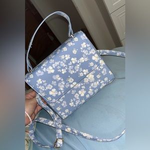 Floral sky blue purse